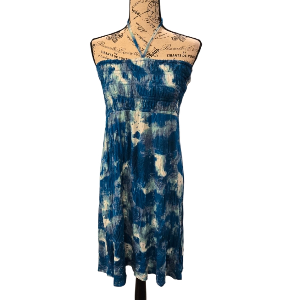 Daisy Fuentes Strapless Dress in Blue and White Sz M